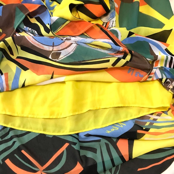 🆕 Neon Macy’s Impulse Skirt Womens size 12 Yellow Owl Print Maxi Bright Festive - Picture 8 of 12